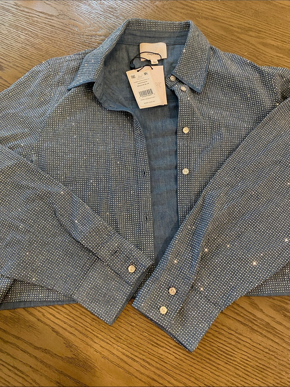 Cinq à sept, Chambray Heatset Patricia Top, Medium Blue, Large